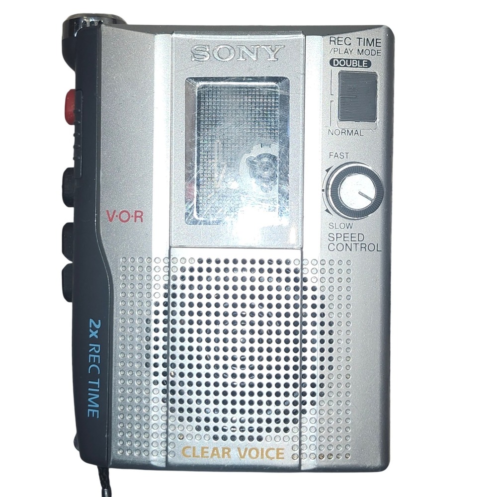 Sony TCM-200DV Cassette-Corder Handheld Voice Recorder Silver VOR 2x Rec Time